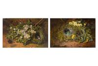 Nests among Wild Flowers (a pair)
