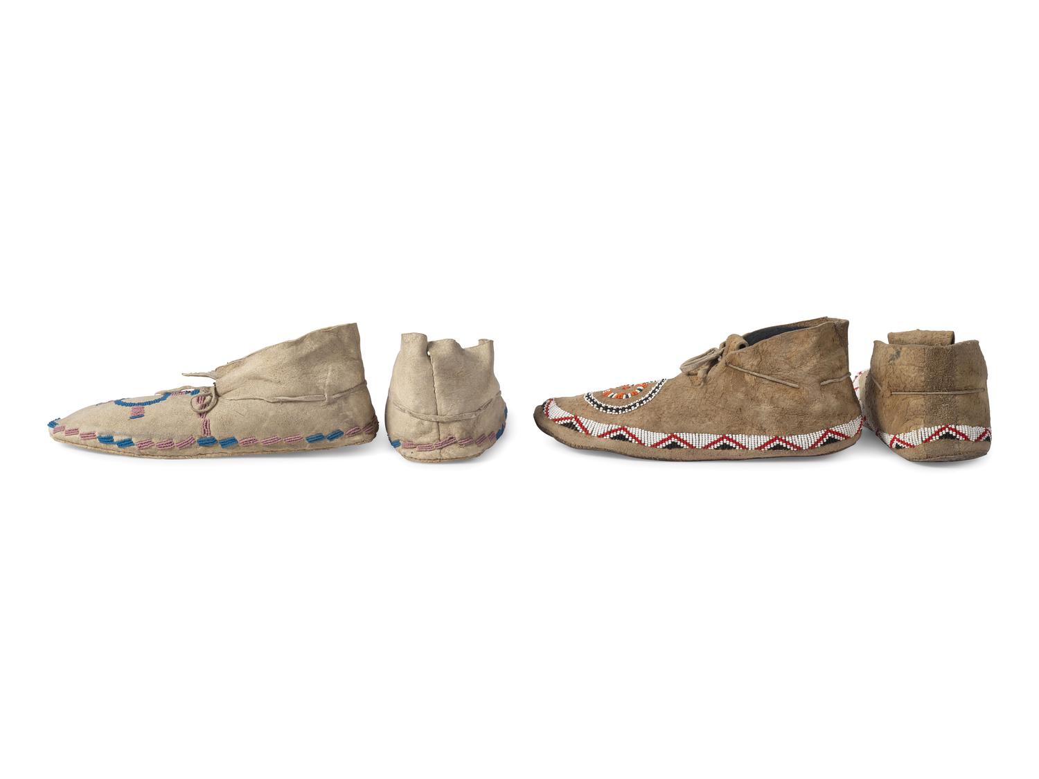 Northern Plains Beaded Hide Moccasins