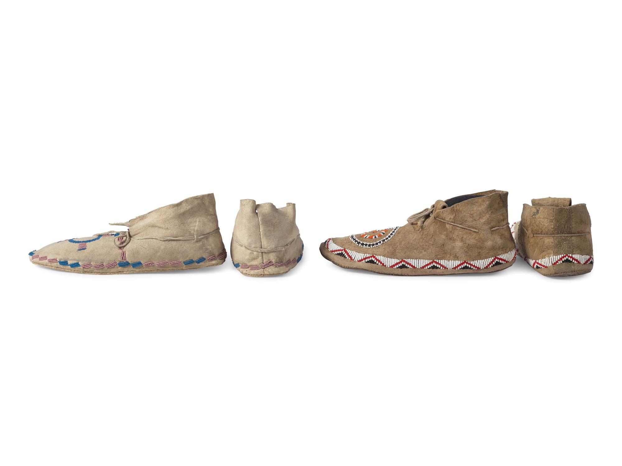 Northern Plains Beaded Hide Moccasins