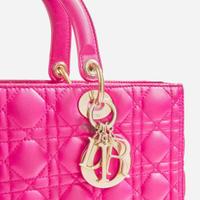A Large Lady Dior Fuchsia Pink Leather Handbag Dior