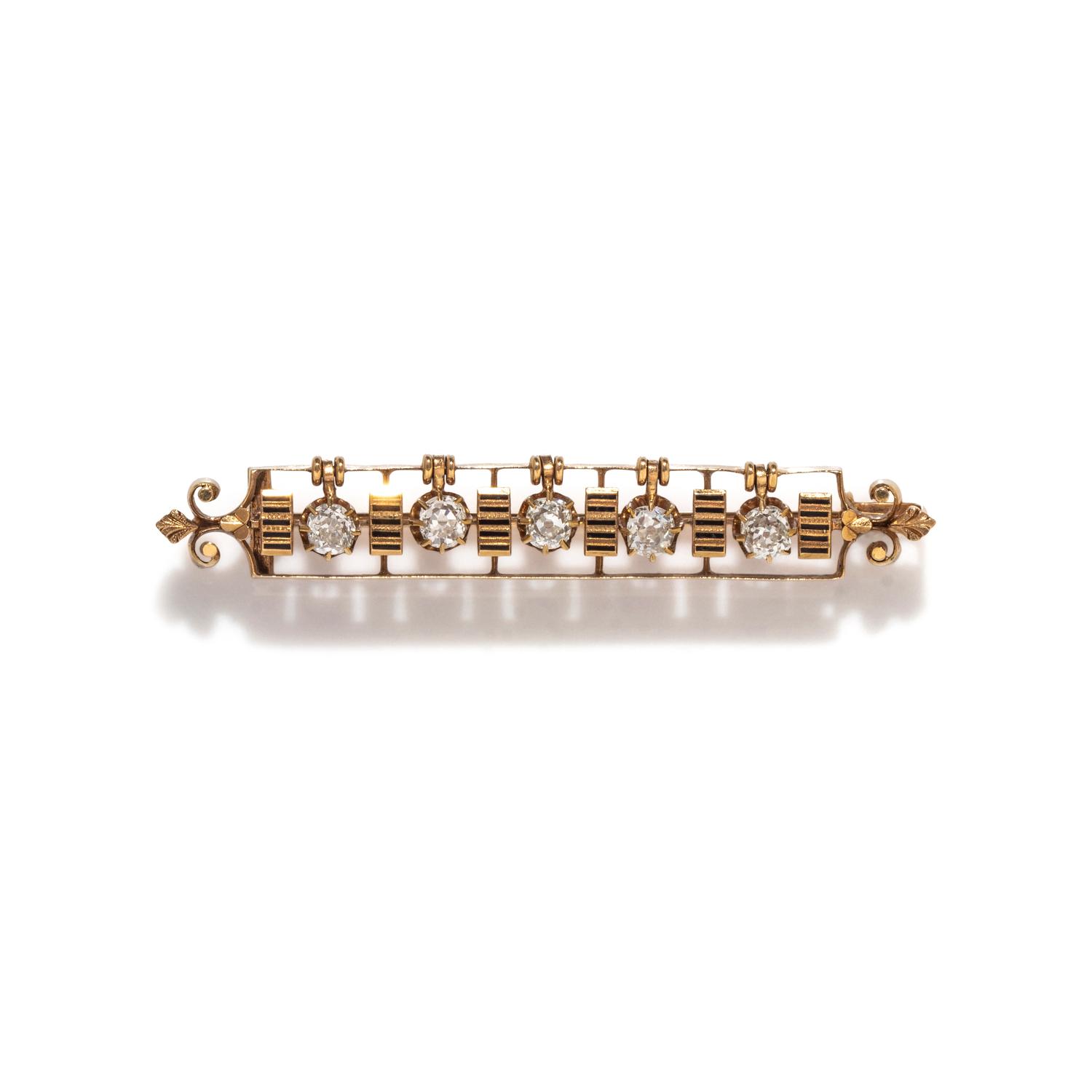 VICTORIAN, DIAMOND AND ENAMEL BAR BROOCH