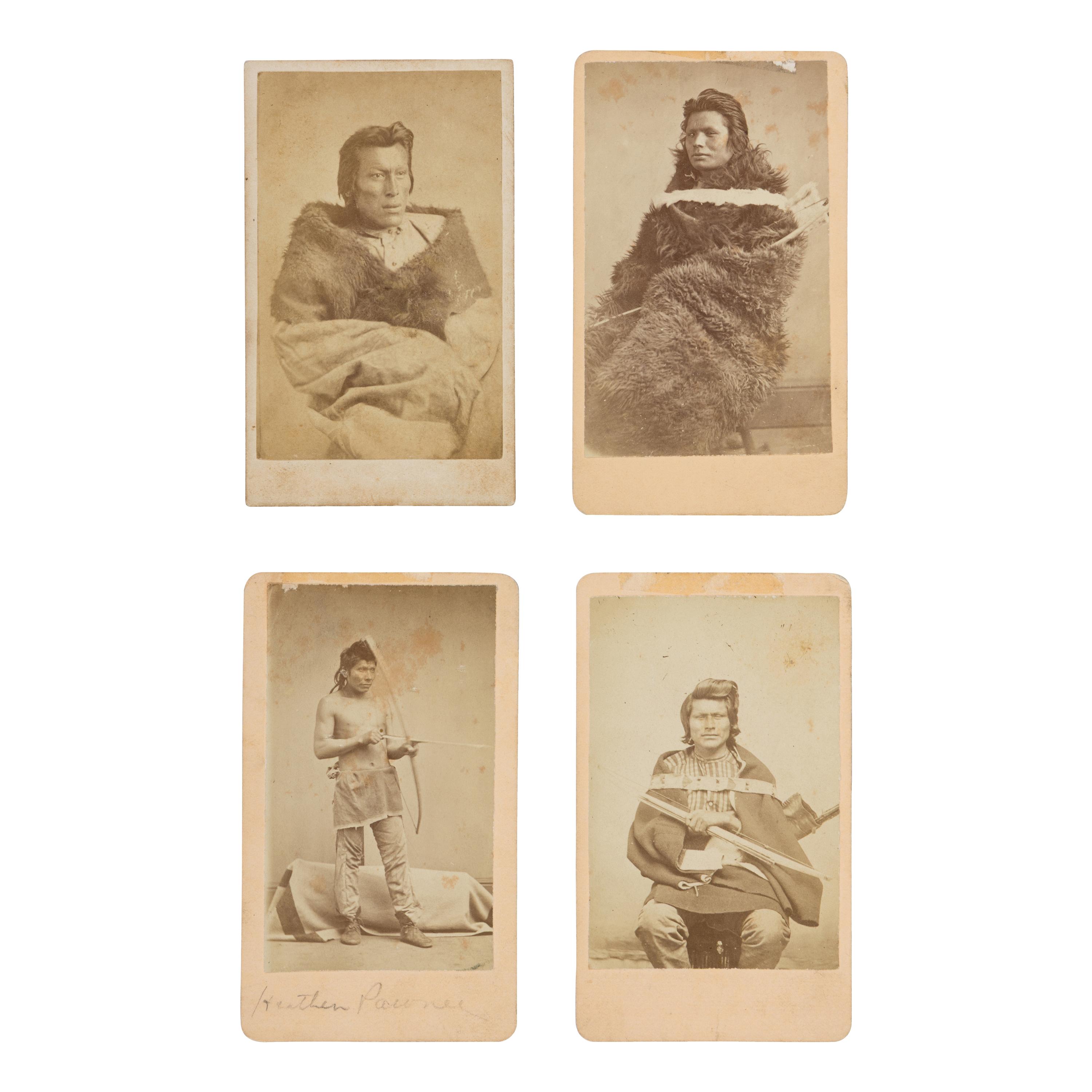 [Native-Americana] Hull, A.C. Group of 4 CDVs of Pawnee and Omaha Indians, Fremont, Nebraska