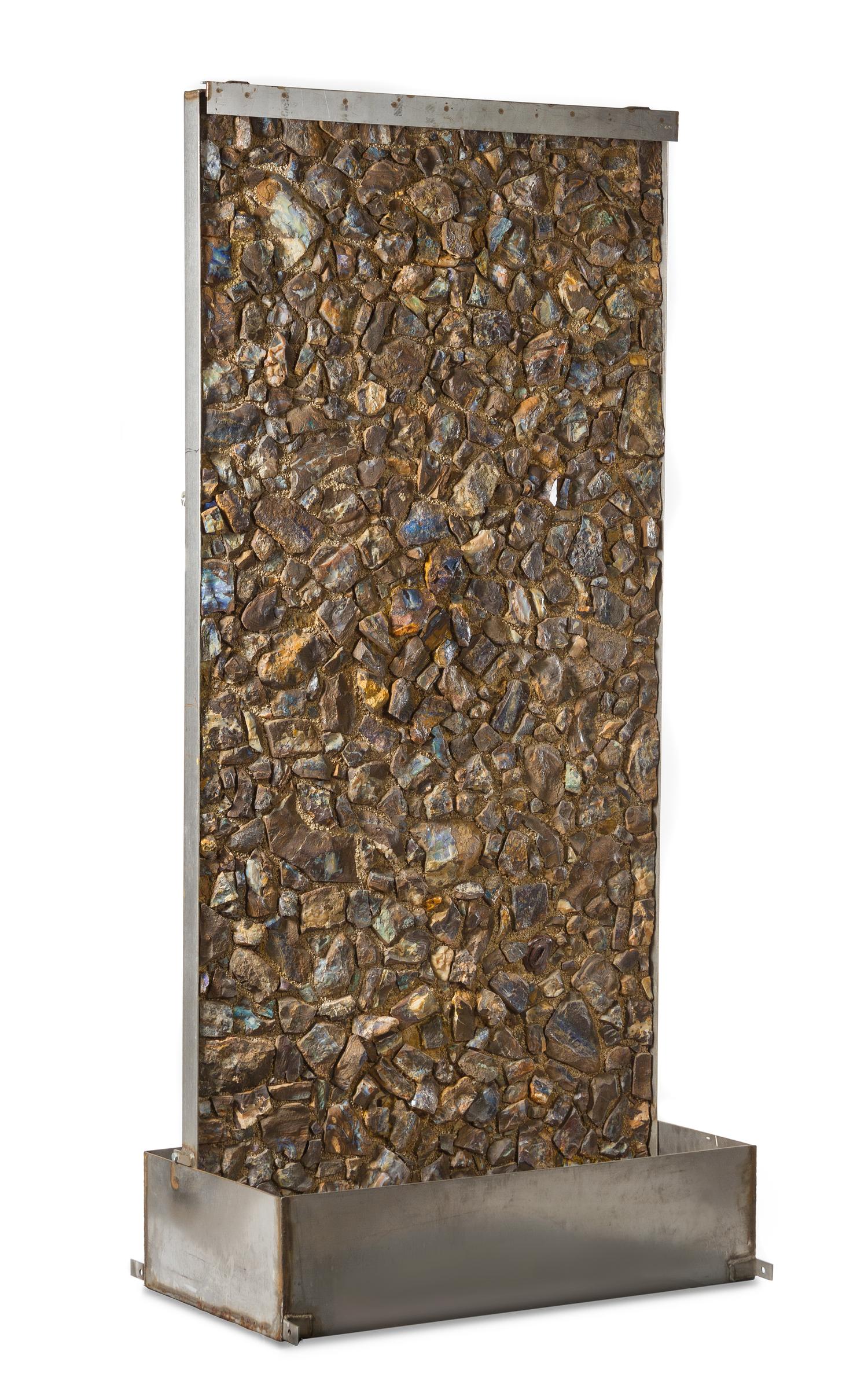 A Boulder Opal Waterfall Sculpture Height 77 x width 35 x depth 18 1/4 inches.