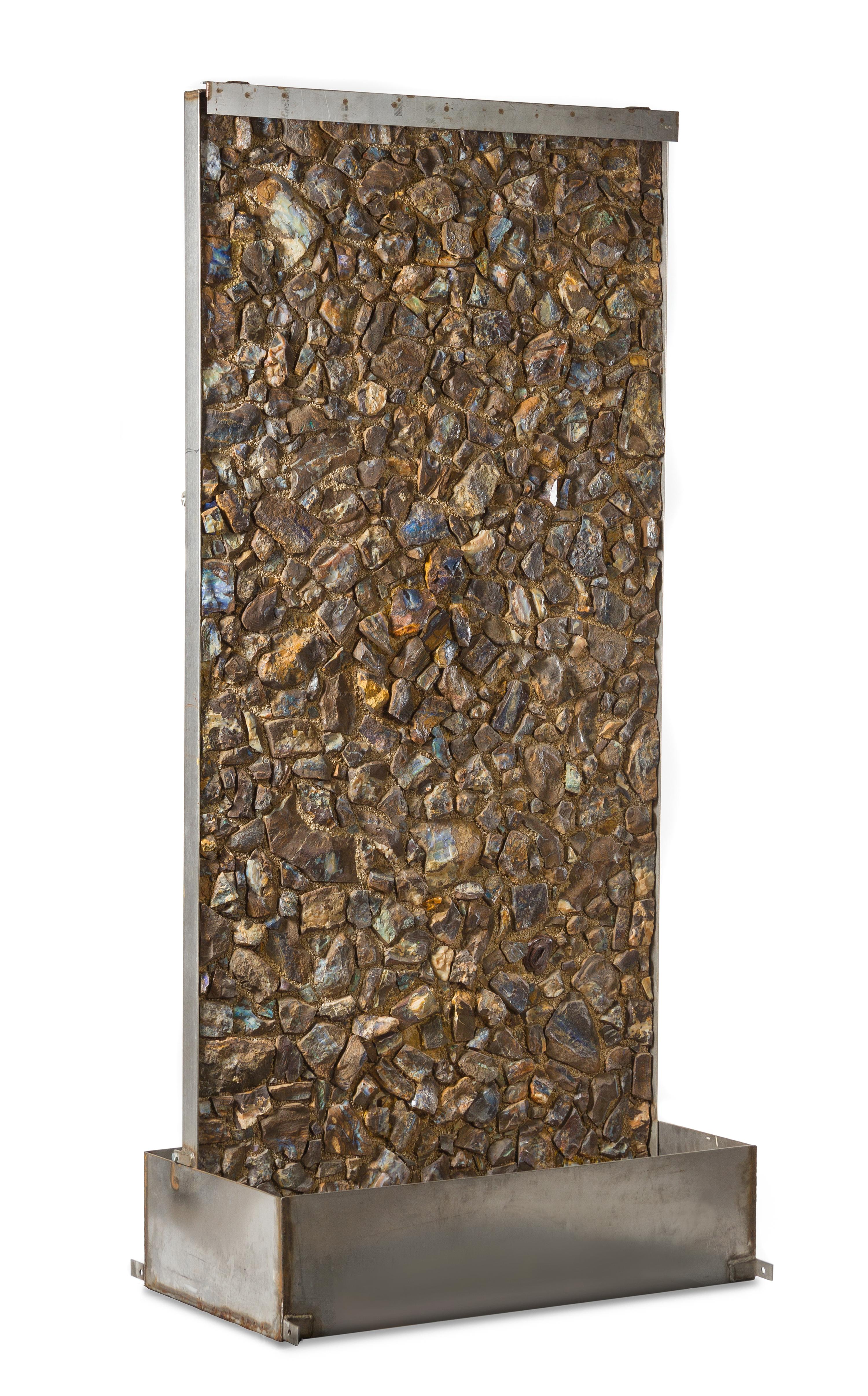 A Boulder Opal Waterfall Sculpture Height 77 x width 35 x depth 18 1/4 inches.