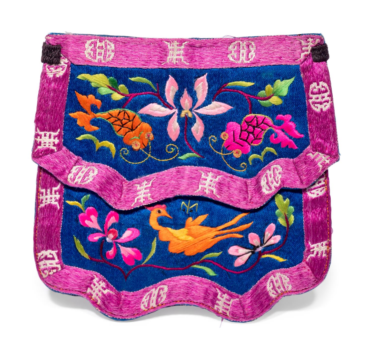 Four Chinese Embroidered Silk Purses