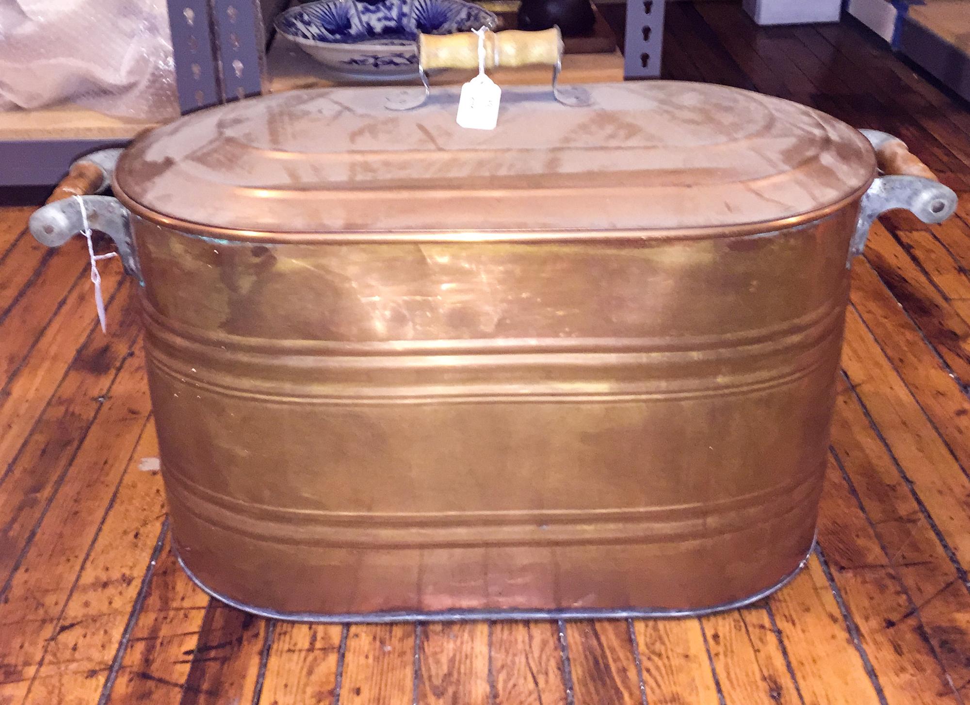 A Vintage Wood and Copper Ringer Width of pan 27 1/2 inches. — EARLY 20TH CENTURY