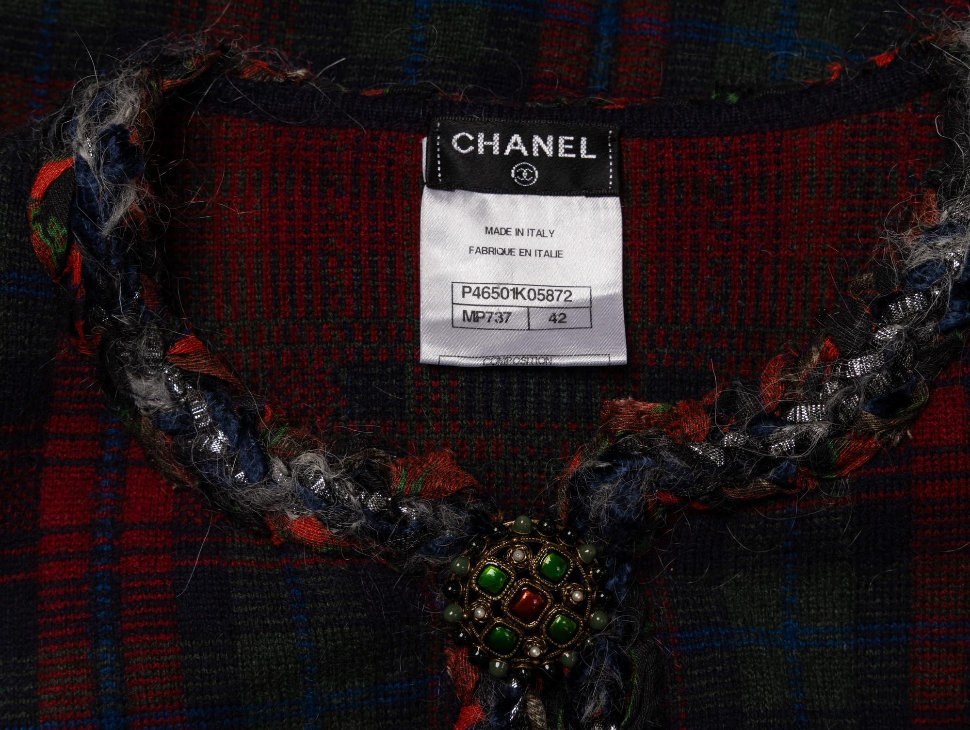 Chanel, Plaid Cashmere Knit Cardigan
