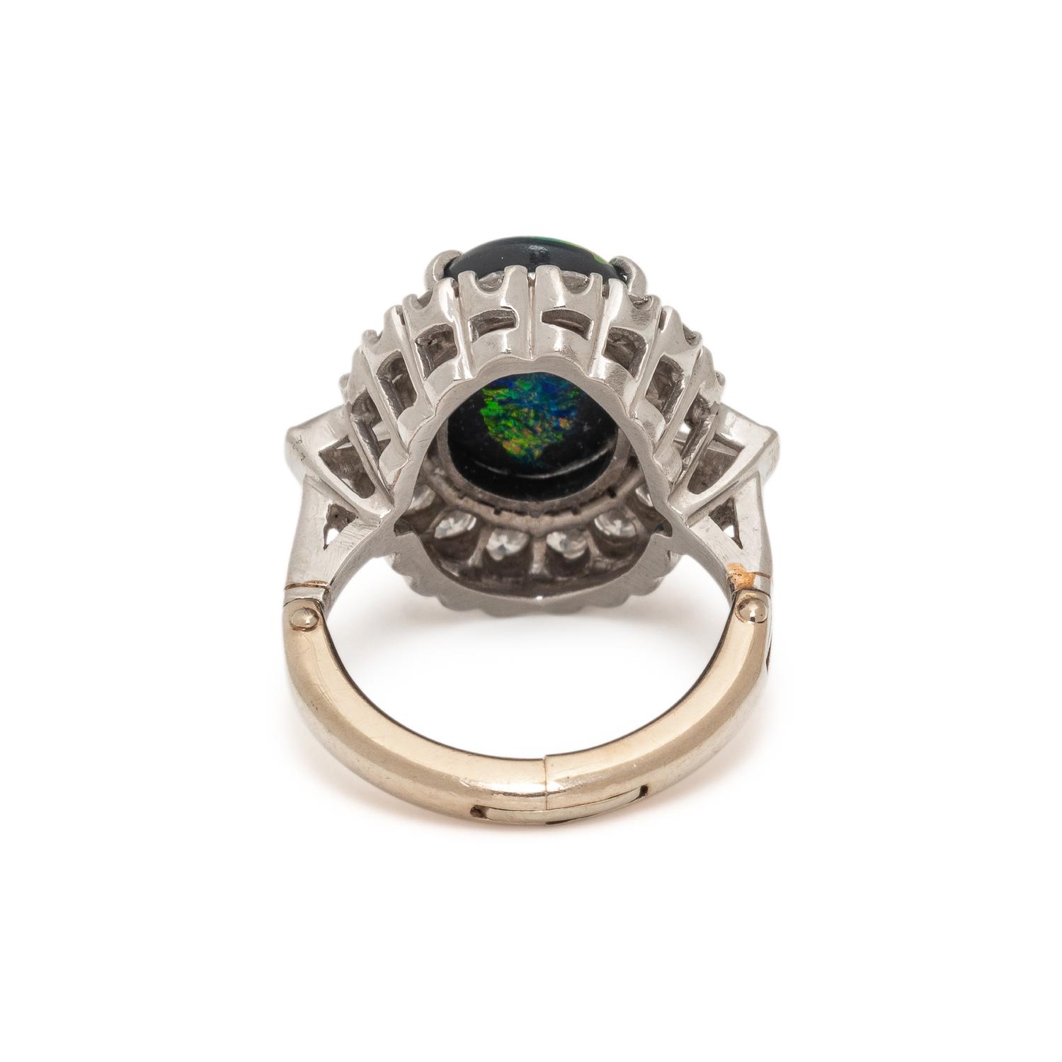 BLACK OPAL AND DIAMOND RING