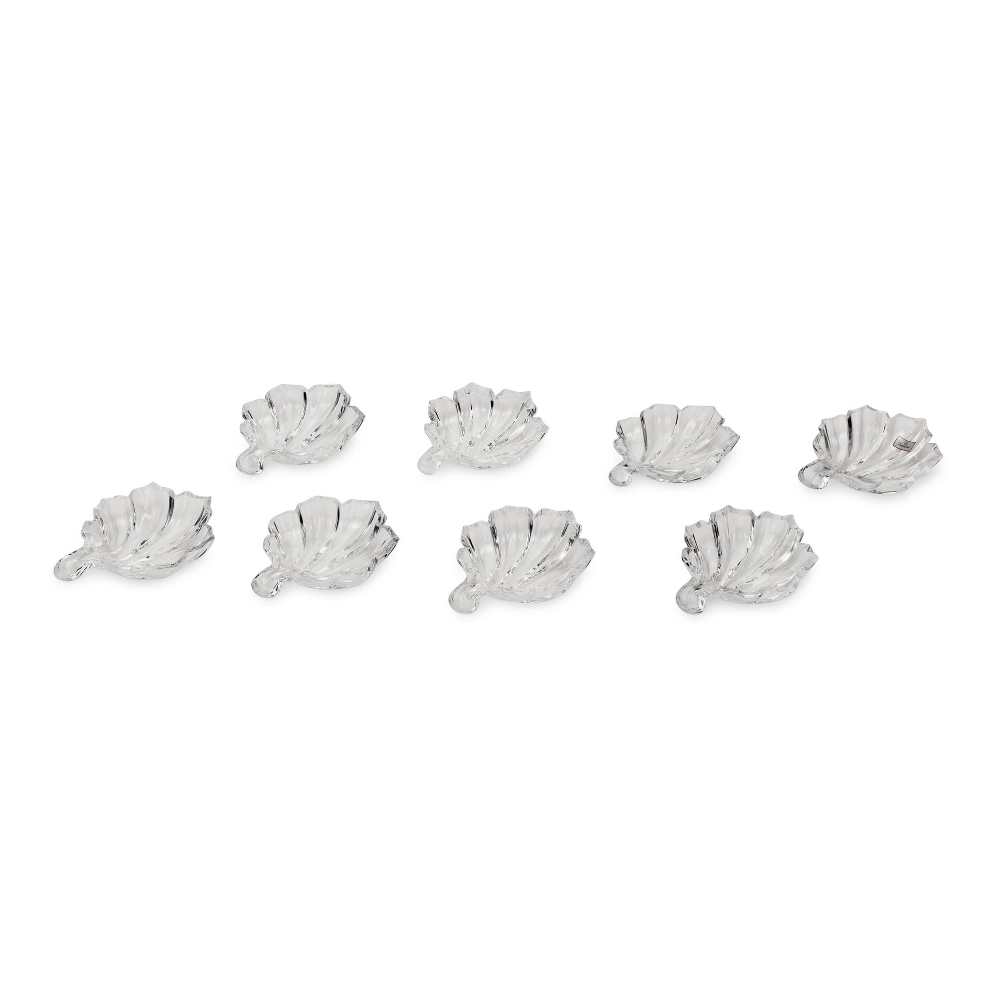 A Group of Eight Baccarat Leaf Form Nut Dishes