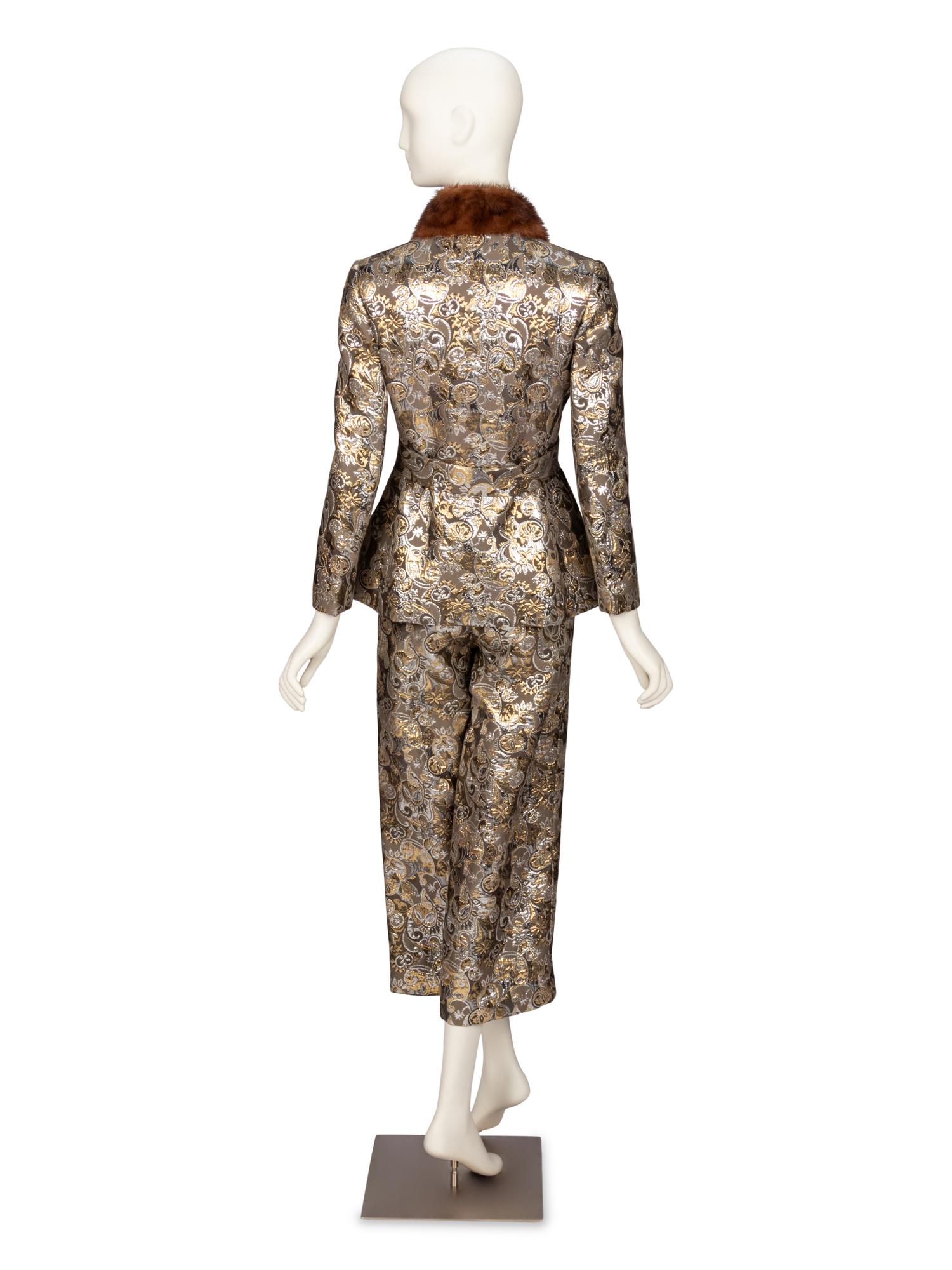 MOLLIE PARNIS, BROCADE JUMPSUIT ENSEMBLE