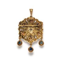 ANTIQUE, DIAMOND, PEARL, GEMSTONE AND ENAMEL PENDANT/BROOCH
