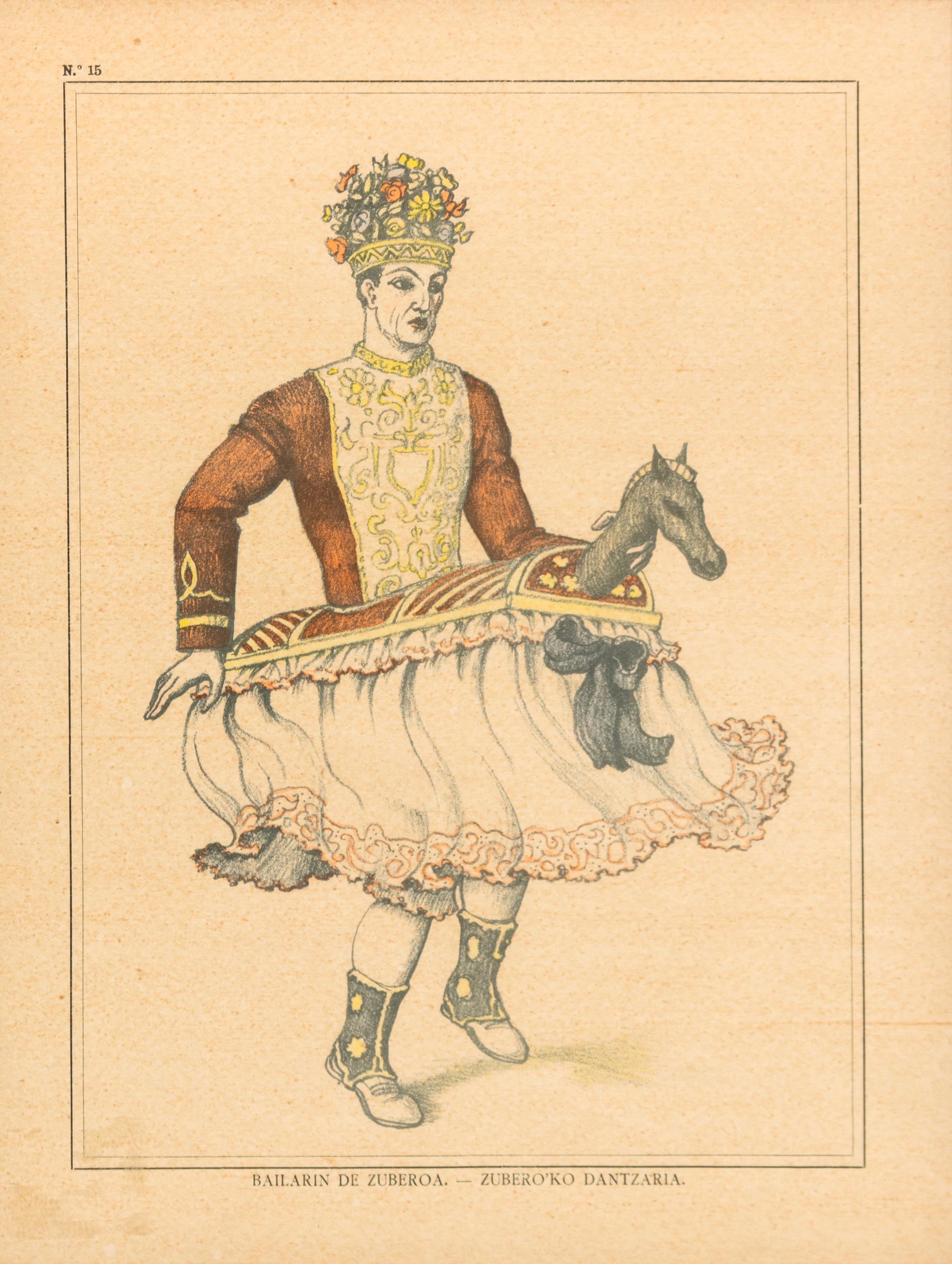 Three Framed Color Prints of Basque Dancers after Obdulio Lopez Framed size 17 x 14 1/2 inches. — 20TH CENTURY