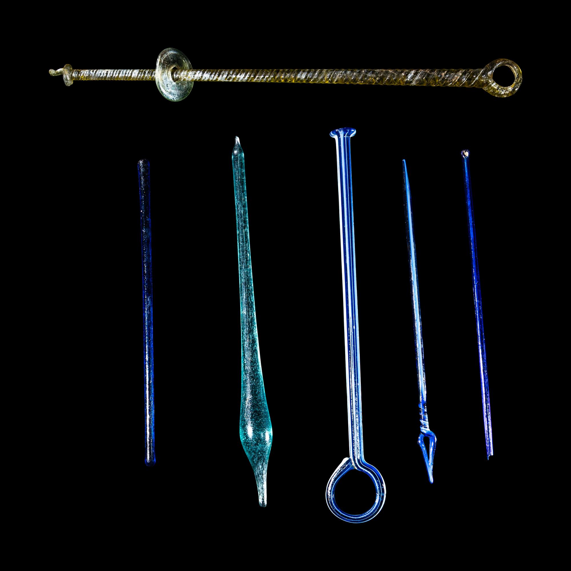 Six Roman Glass Stirring Rods and Applicators
