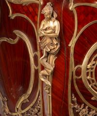 A Louis XV Style Gilt Bronze Mounted Parquetry Marble-Top Cabinet