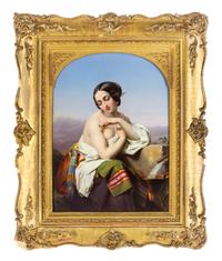 A German Porcelain Plaque Height 16 x width 11 inches. — OTTO WUSTLICH (1819-1886)