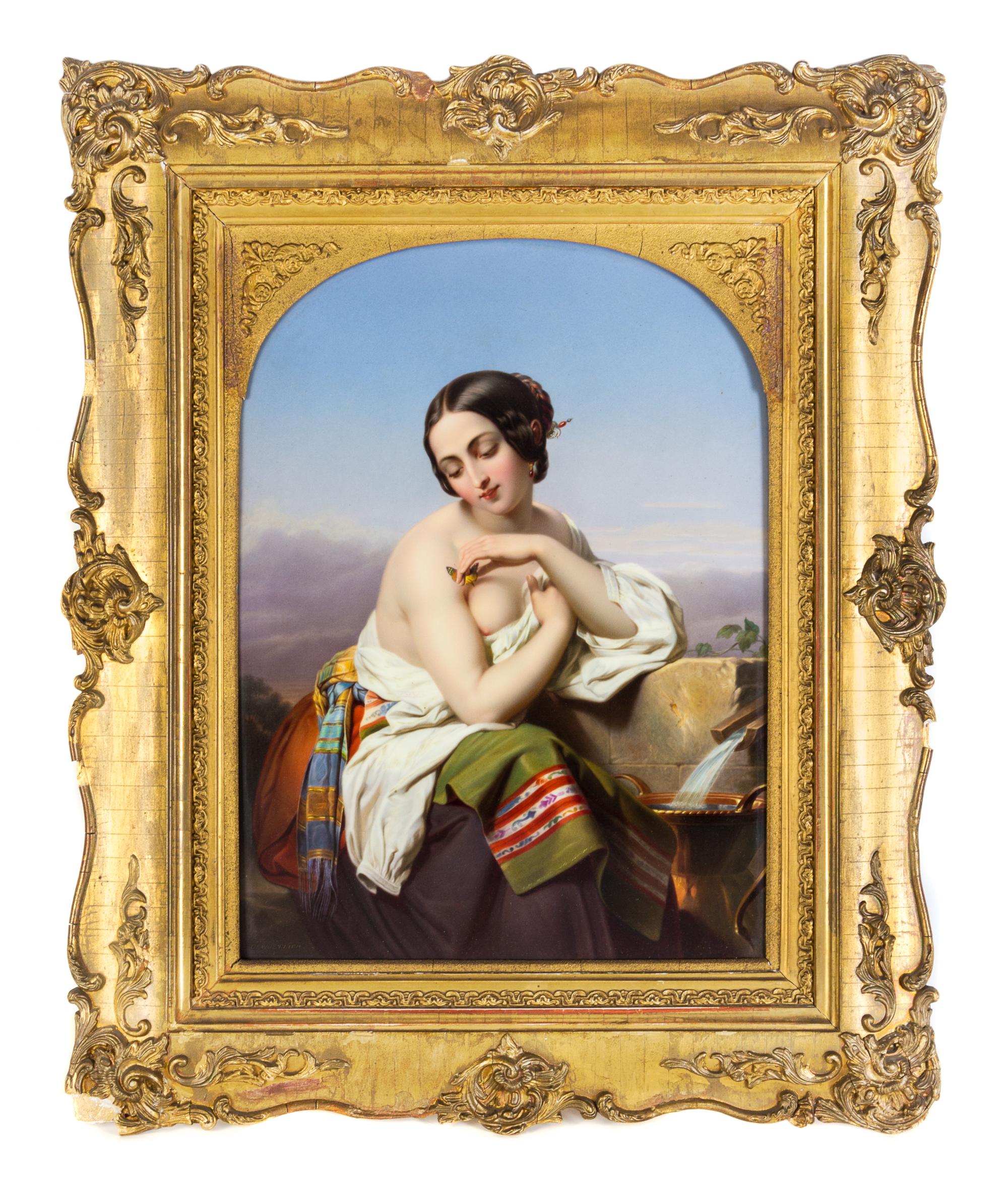 A German Porcelain Plaque Height 16 x width 11 inches. — OTTO WUSTLICH (1819-1886)