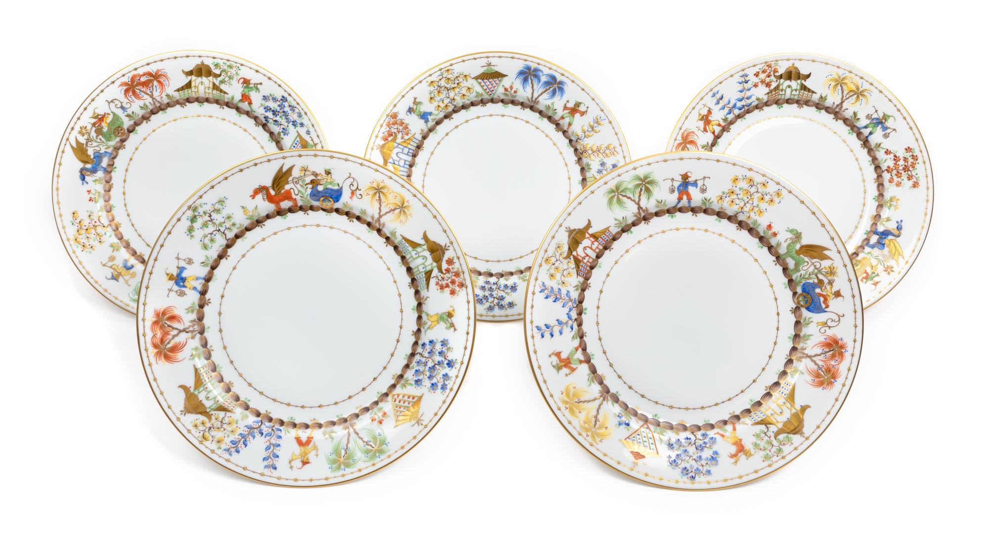 A Set of Ten French Porcelain Plates Diameter 10 inches. — TIFFANY & CO., PRIVATE STOCK