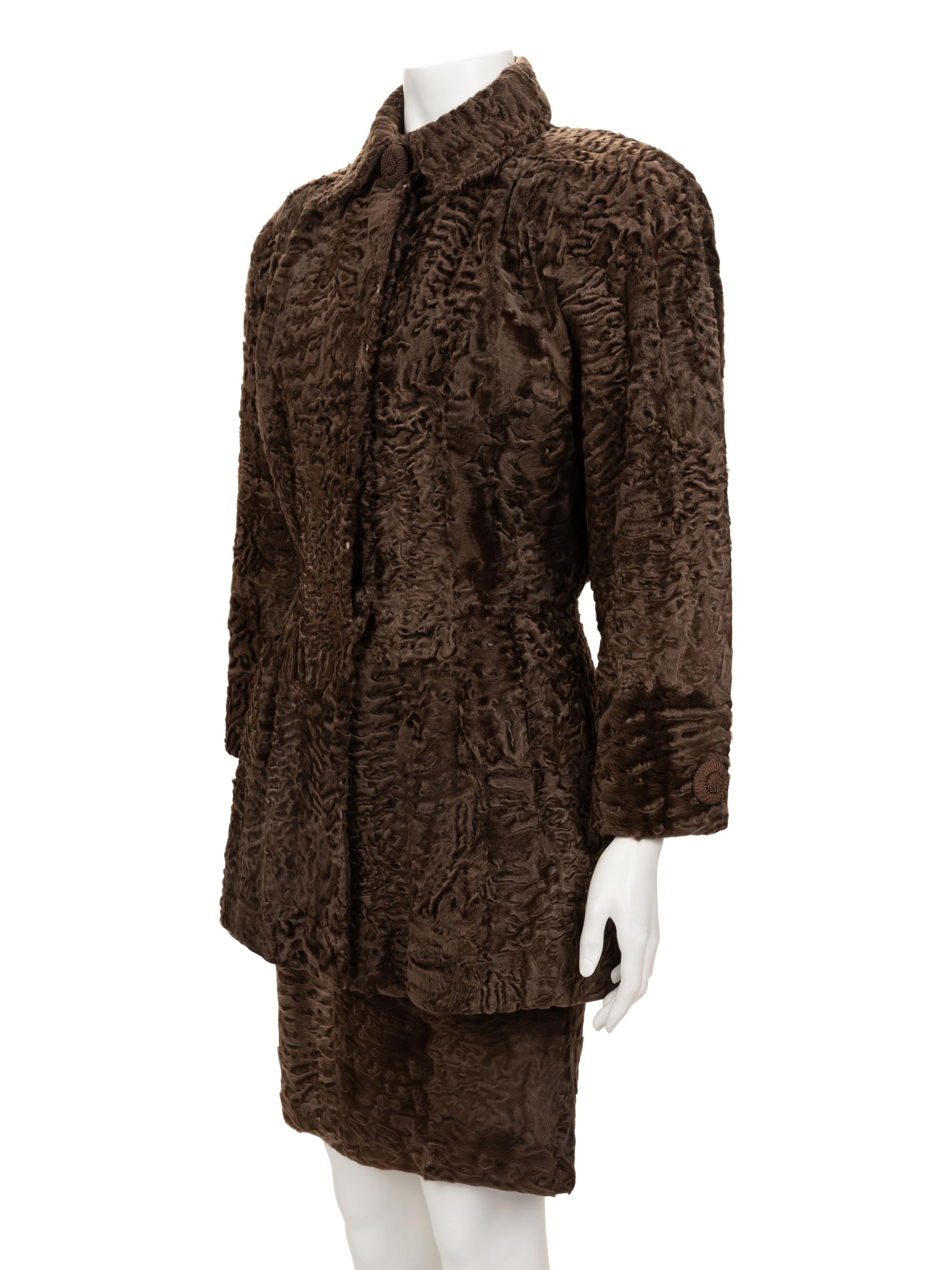 Galanos Lamb Fur Skirt Ensemble, 1980s