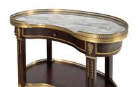 A Pair of Louis XVI Style Gilt Bronze Mounted Mahogany Marble-Top Side Tables