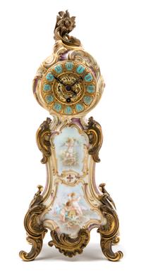 A French Gilt Bronze Mounted Porcelain Clock Height 13 3/4 inches. — 19TH/20TH CENTURY