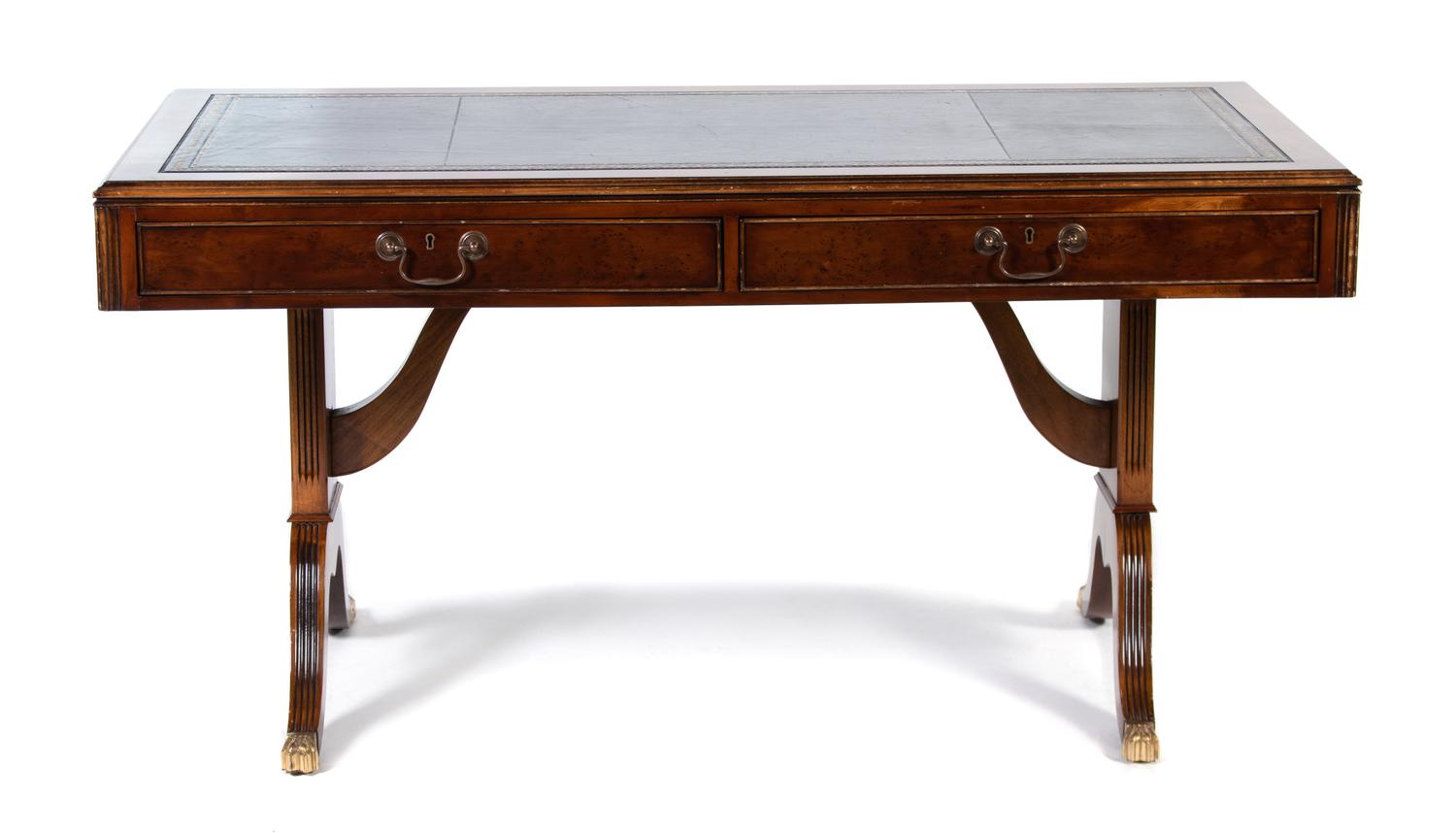 A Regency Style Yewwood and Mahogany Writing Table