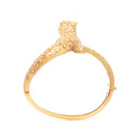 YELLOW GOLD AND DIAMOND LEOPARD BANGLE BRACELET