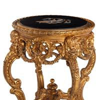 A Pair of Louis XV Style Giltwood and Specimen Marble Tables