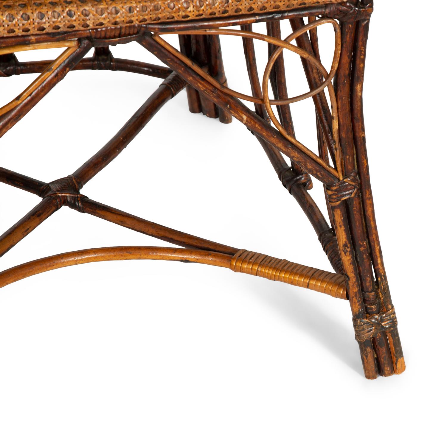 A Gothic Design Rattan Settee and Pair of Armchairs