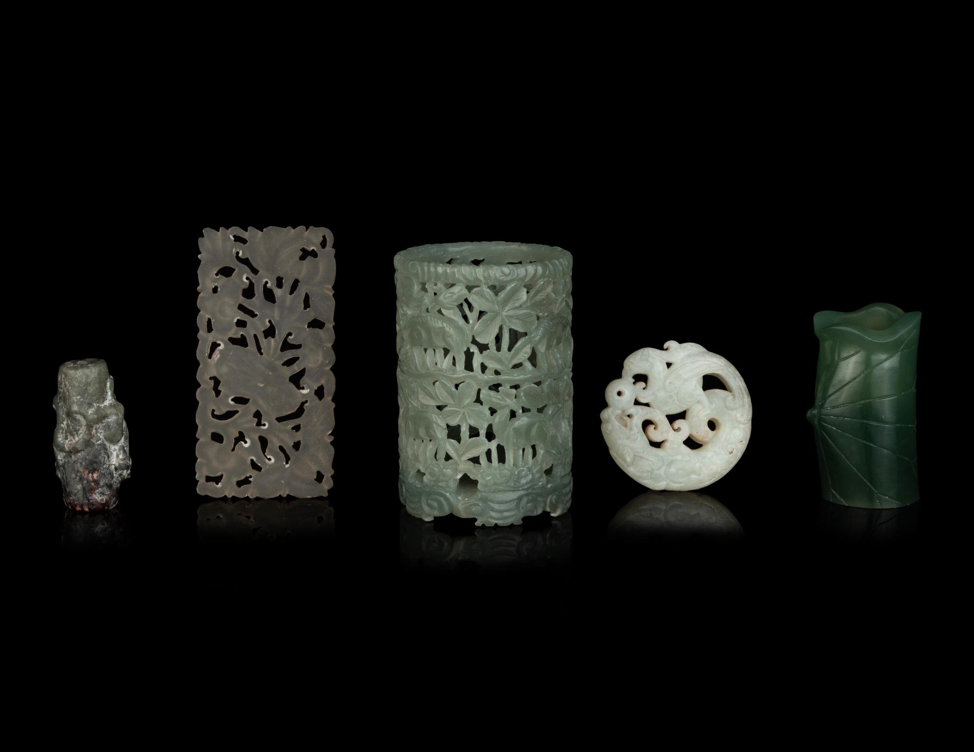 Five Chinese Jade and Hardstone Articles