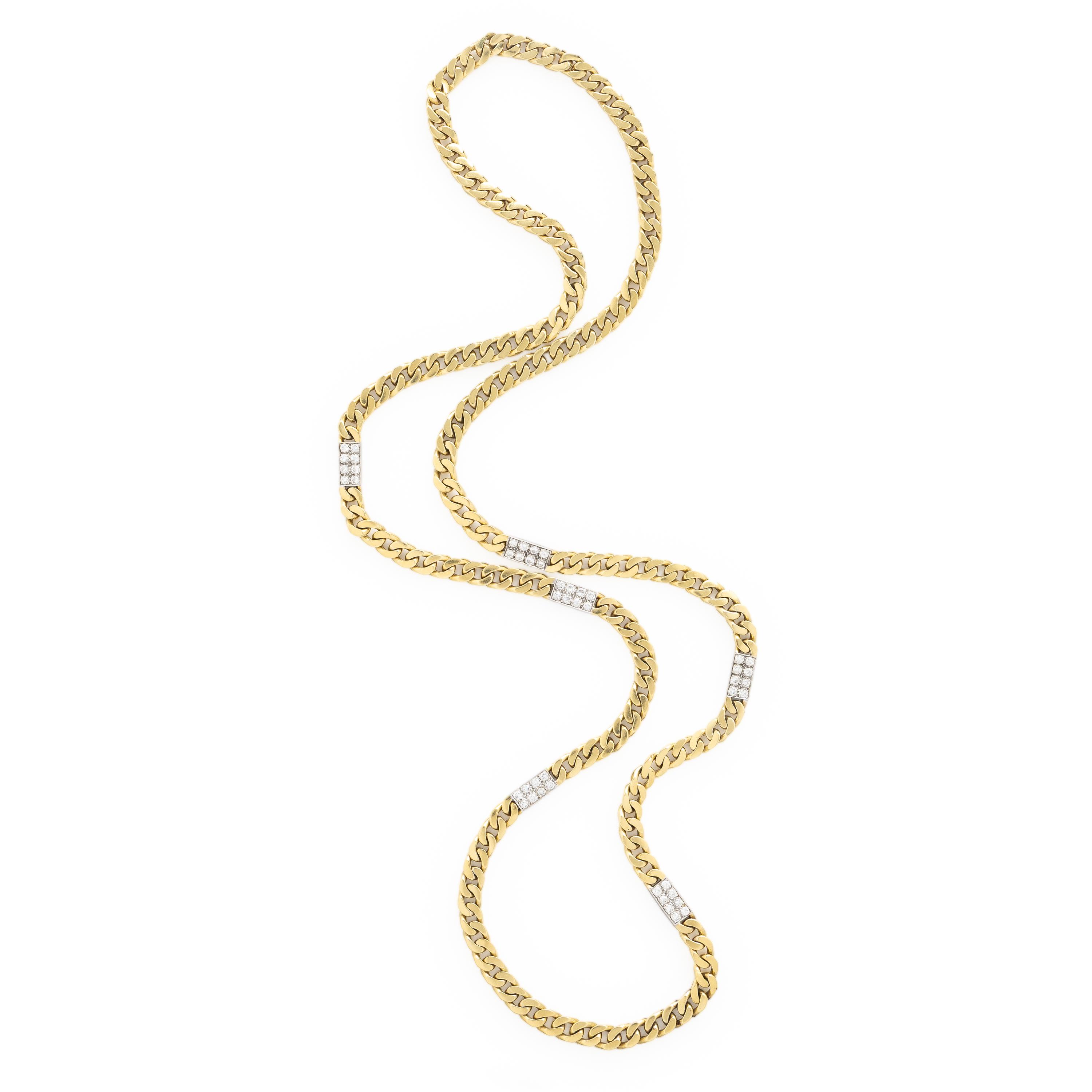 Yellow Gold and Diamond Chain Necklace