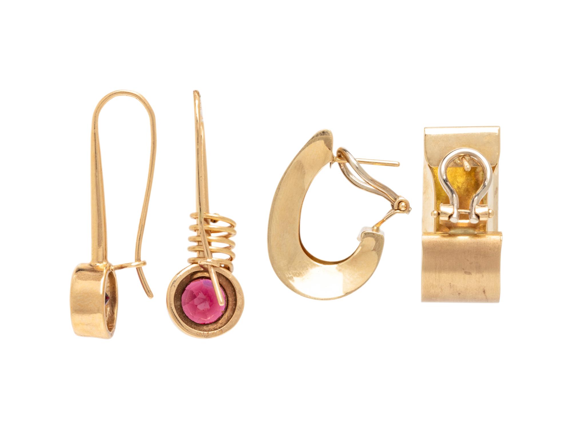 TWO PAIRS OF GOLD EARRINGS