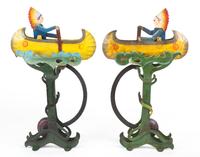 A Pair of Painted Whirligigs Height of first 17 inches.