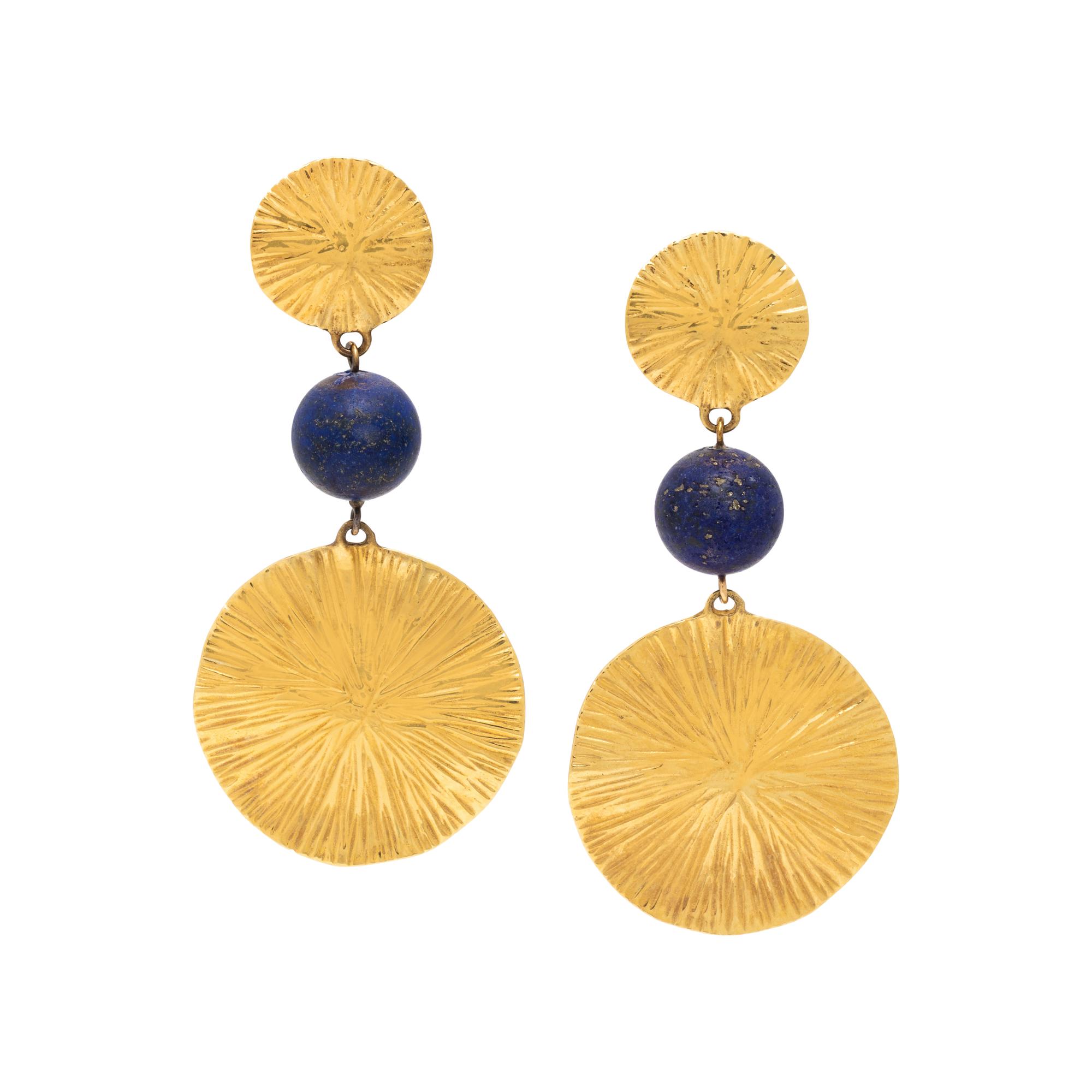 Yellow Gold and Lapis Lazuli Earrings