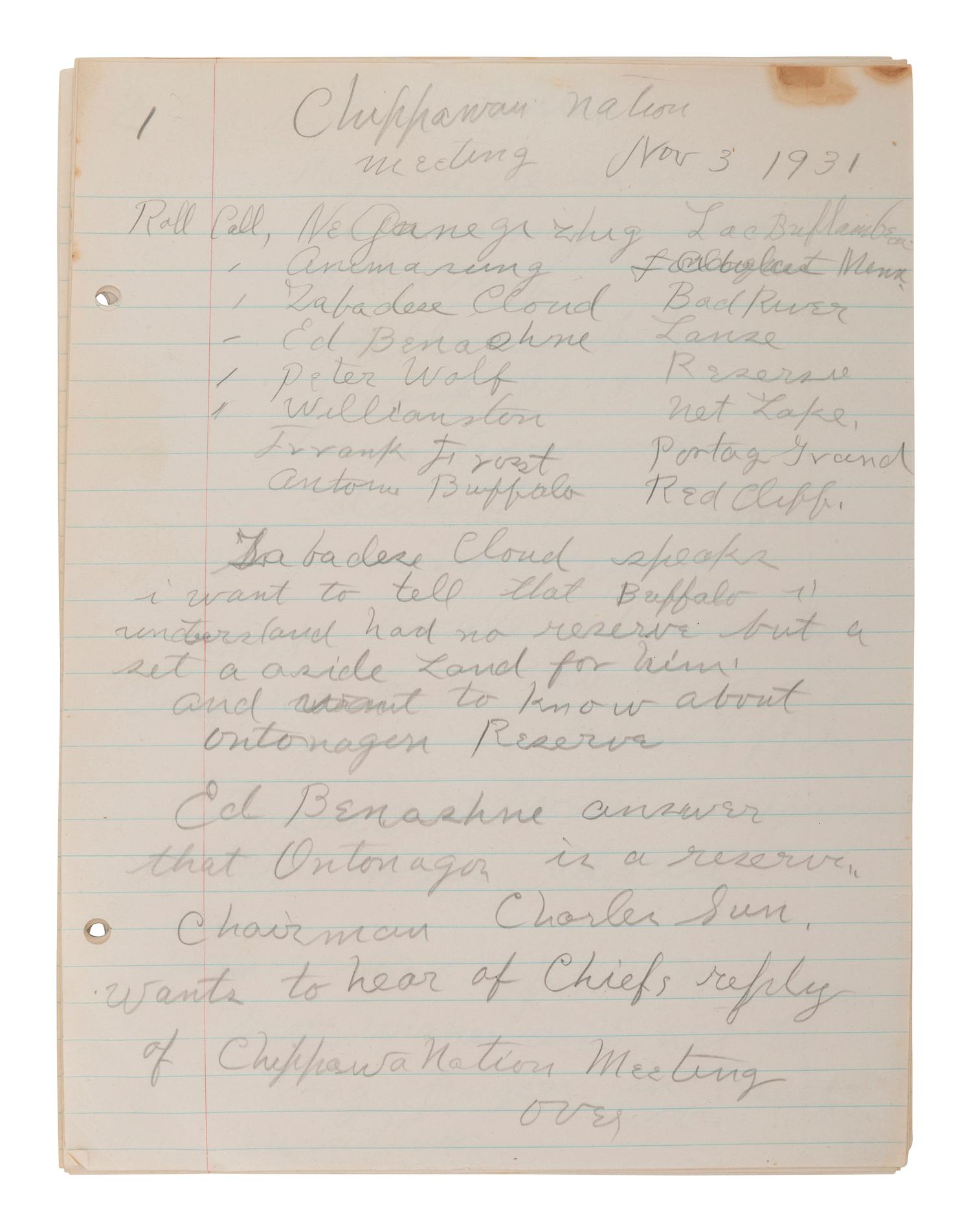 [NATIVE AMERICAN]. ARMSTRONG, Charles D. (1866-1931). Papers of Charles D. Armstrong of the Bad River Band of the Lake Superior Tribe of Chippewa Indians, including letters, documents, maps, and photographs.