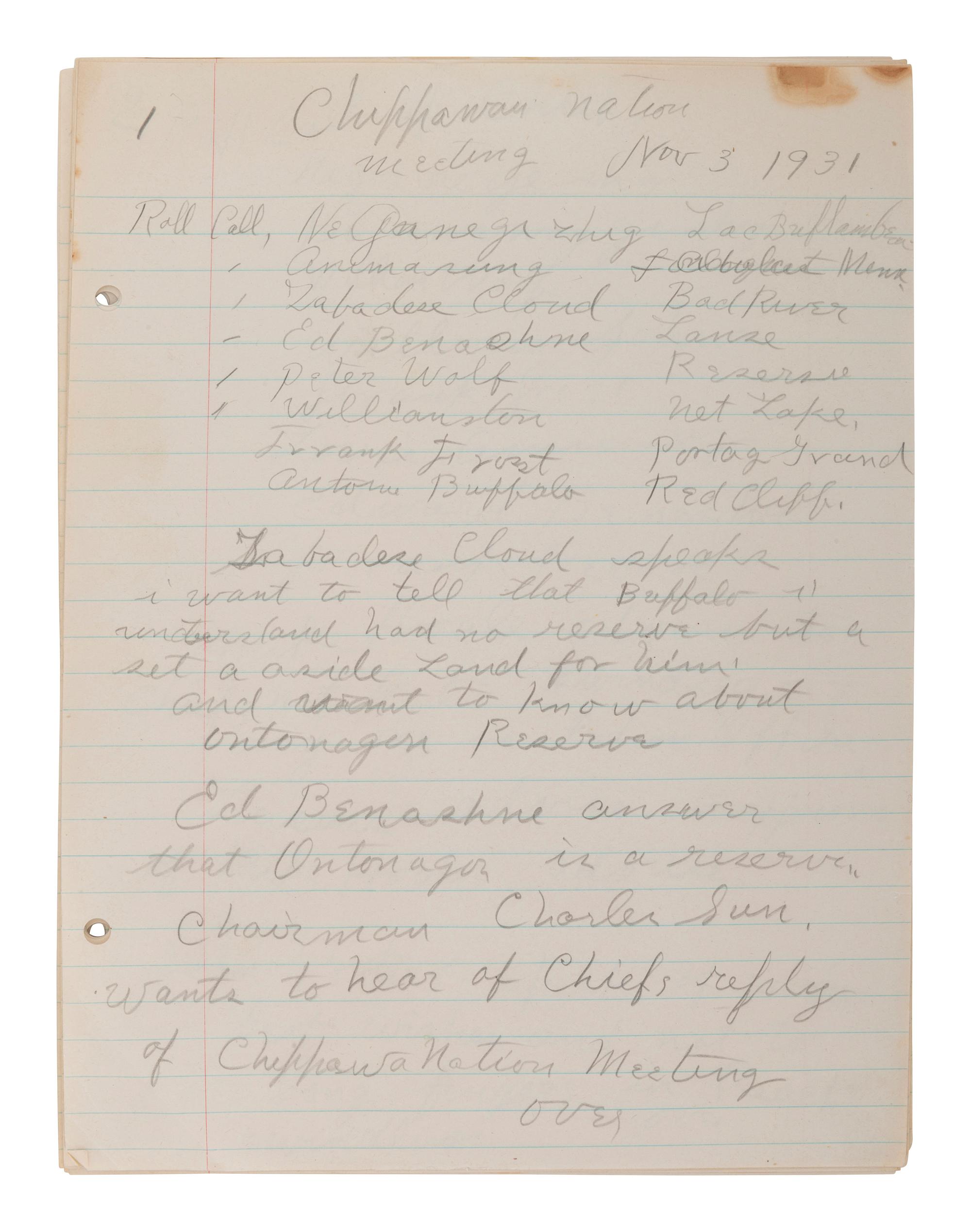 [NATIVE AMERICAN]. ARMSTRONG, Charles D. (1866-1931). Papers of Charles D. Armstrong of the Bad River Band of the Lake Superior Tribe of Chippewa Indians, including letters, documents, maps, and photographs.