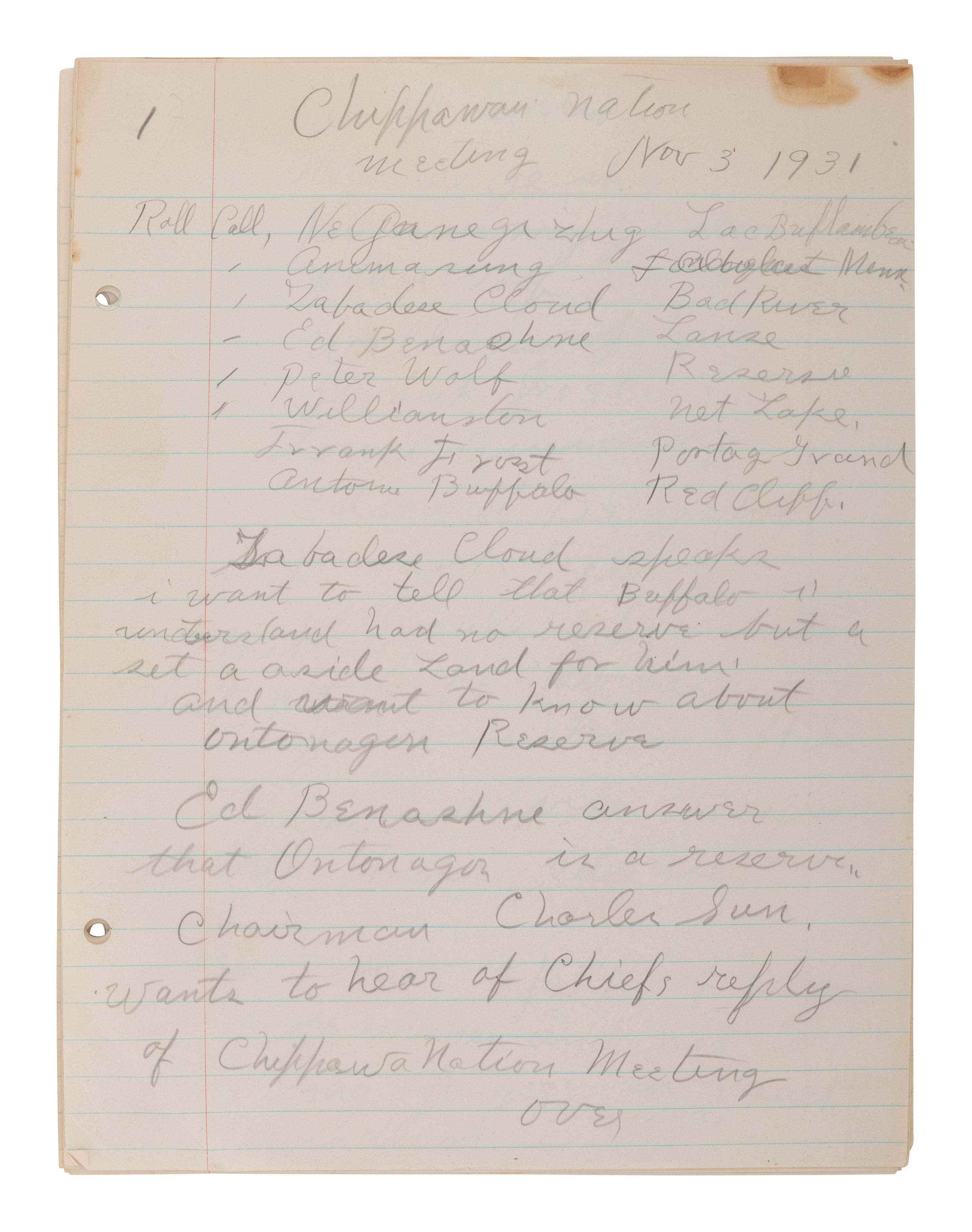 [NATIVE AMERICAN]. ARMSTRONG, Charles D. (1866-1931). Papers of Charles D. Armstrong of the Bad River Band of the Lake Superior Tribe of Chippewa Indians, including letters, documents, maps, and photographs.