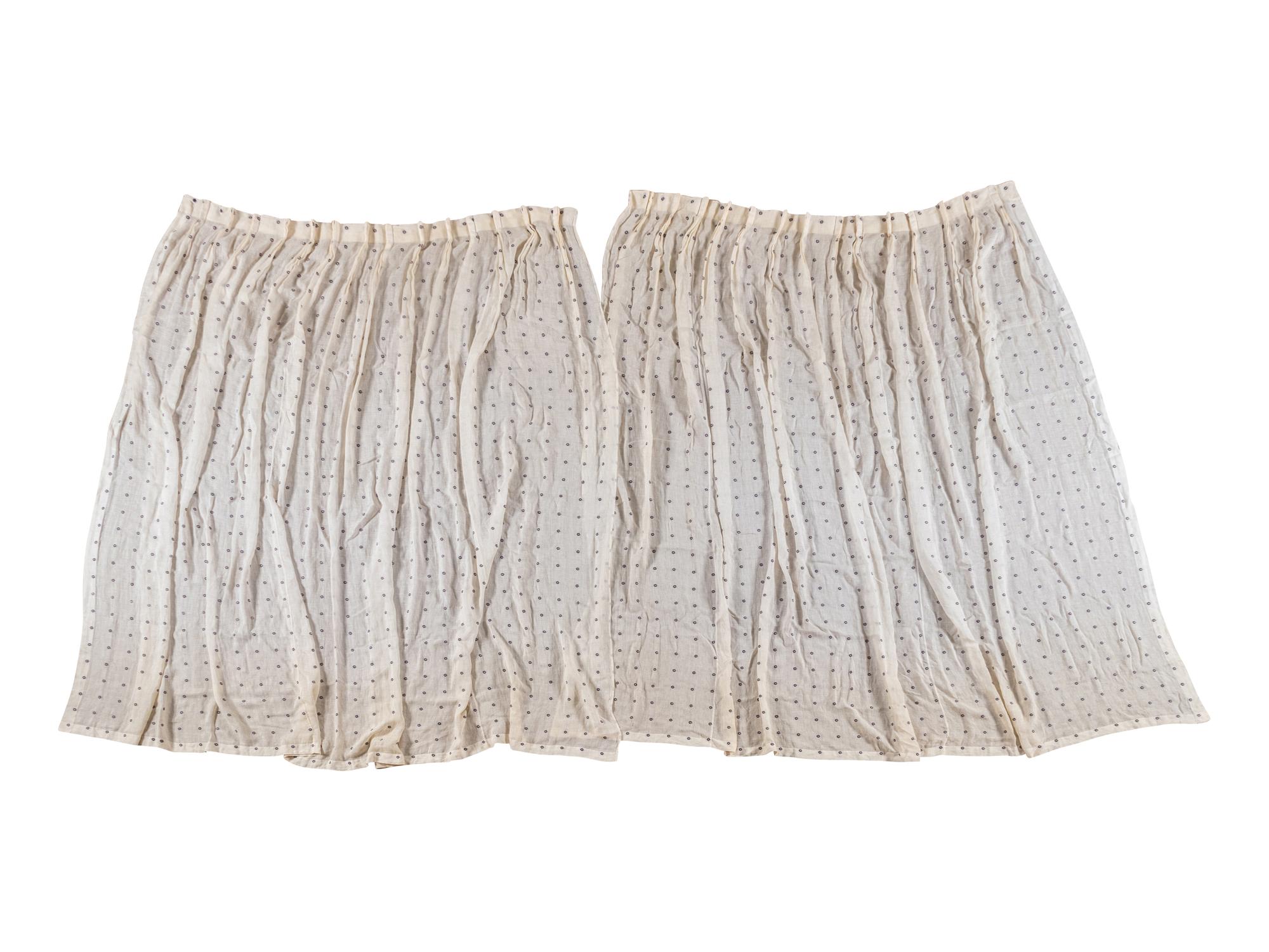 A Set of Embroidered Linen Drapery Panels