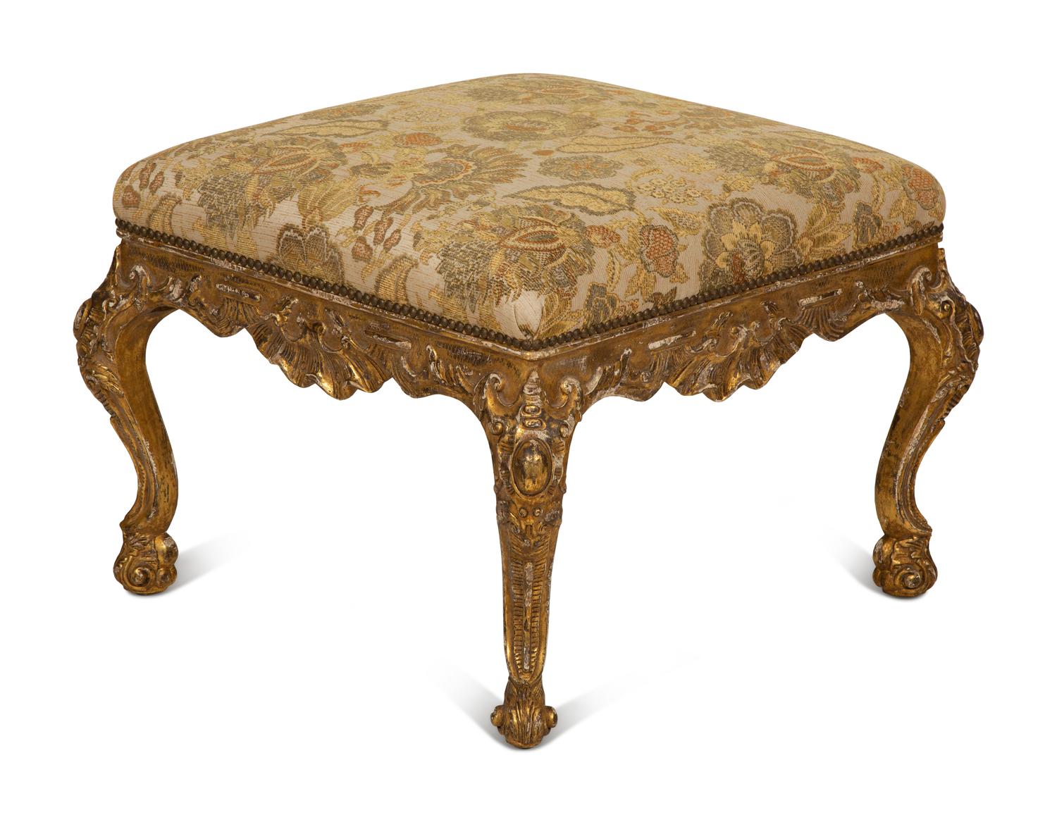A Louis XV Style Giltwood Tabouret