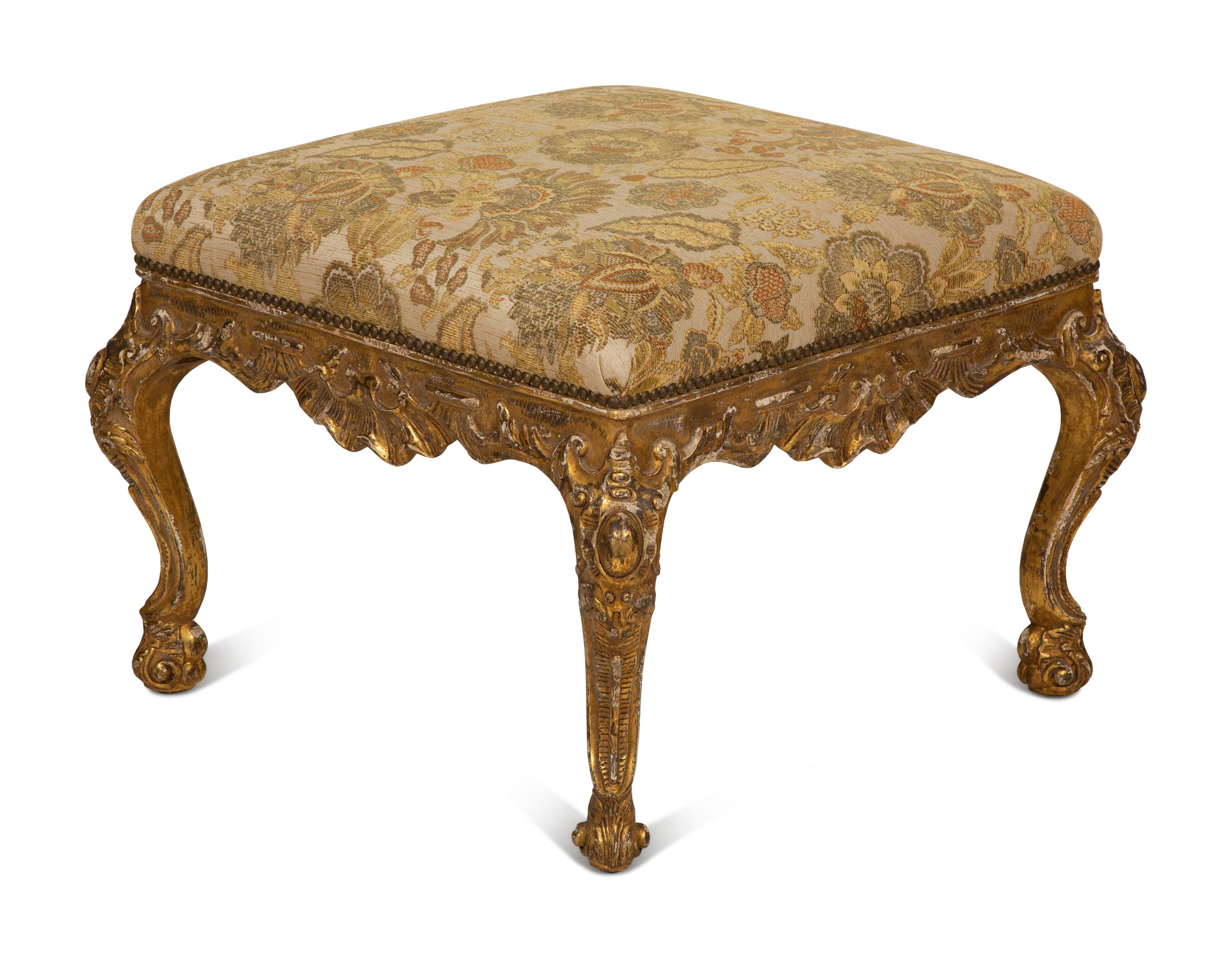 A Louis XV Style Giltwood Tabouret