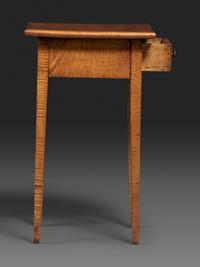 A Federal Tiger Maple One-Drawer Work Table