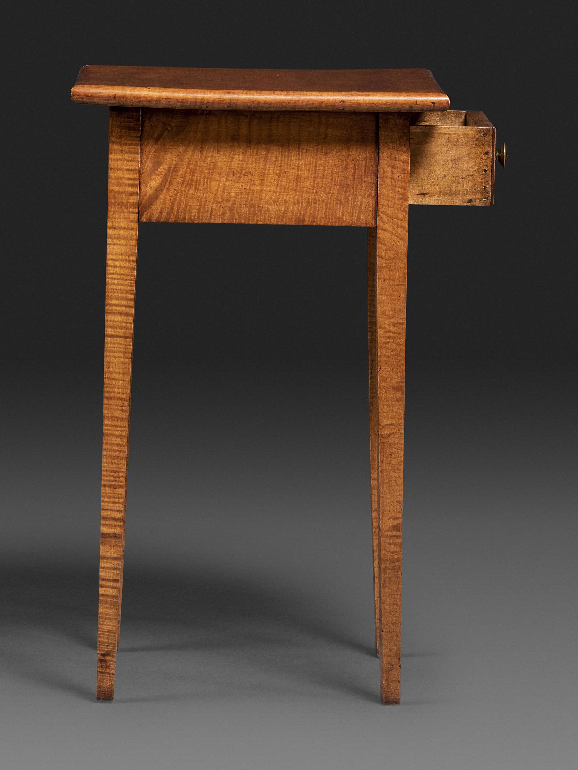A Federal Tiger Maple One-Drawer Work Table