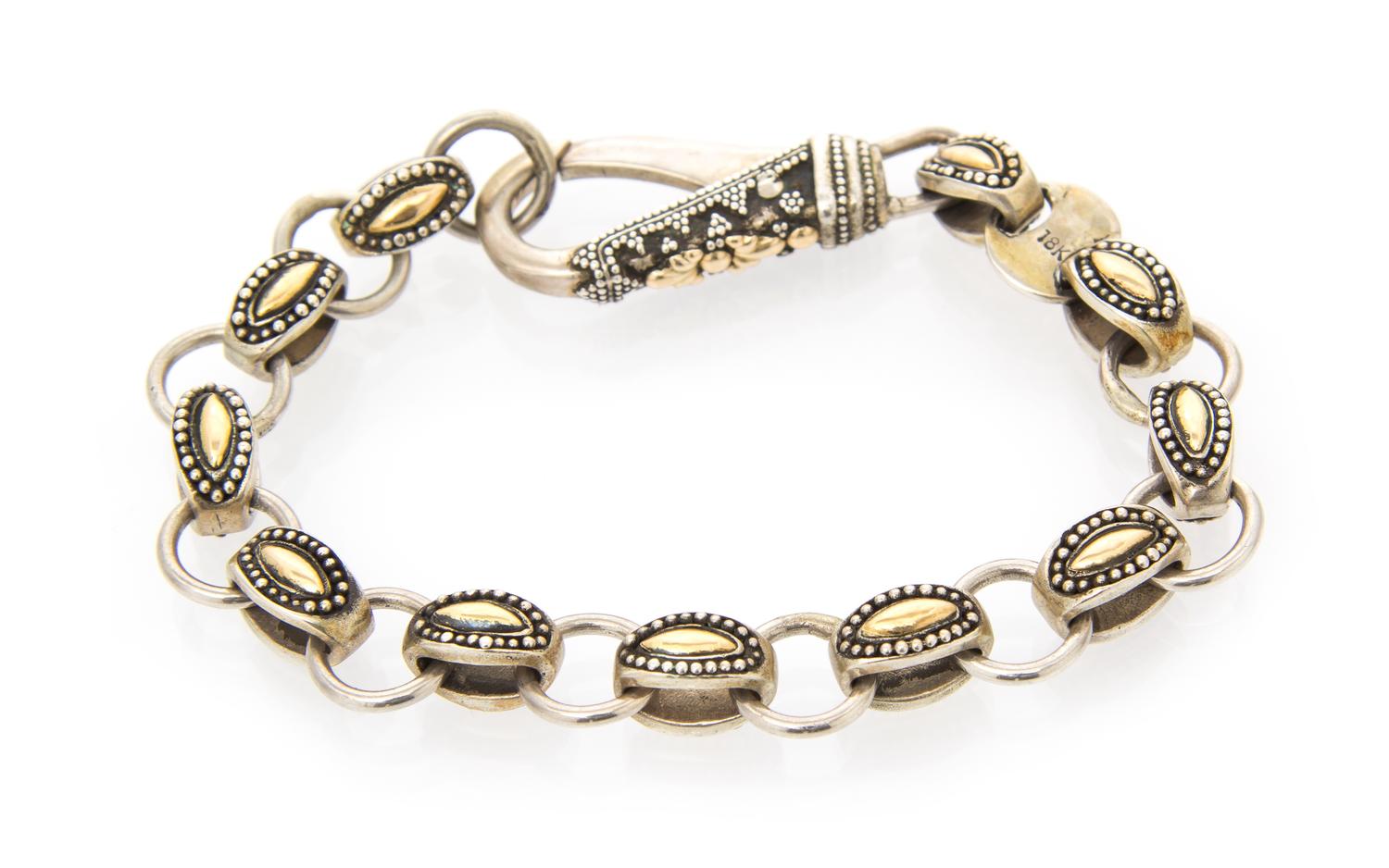 A Collection of Sterling Silver and 18 Karat Yellow Gold Jewelry, John Hardy, 22.80 dwts.