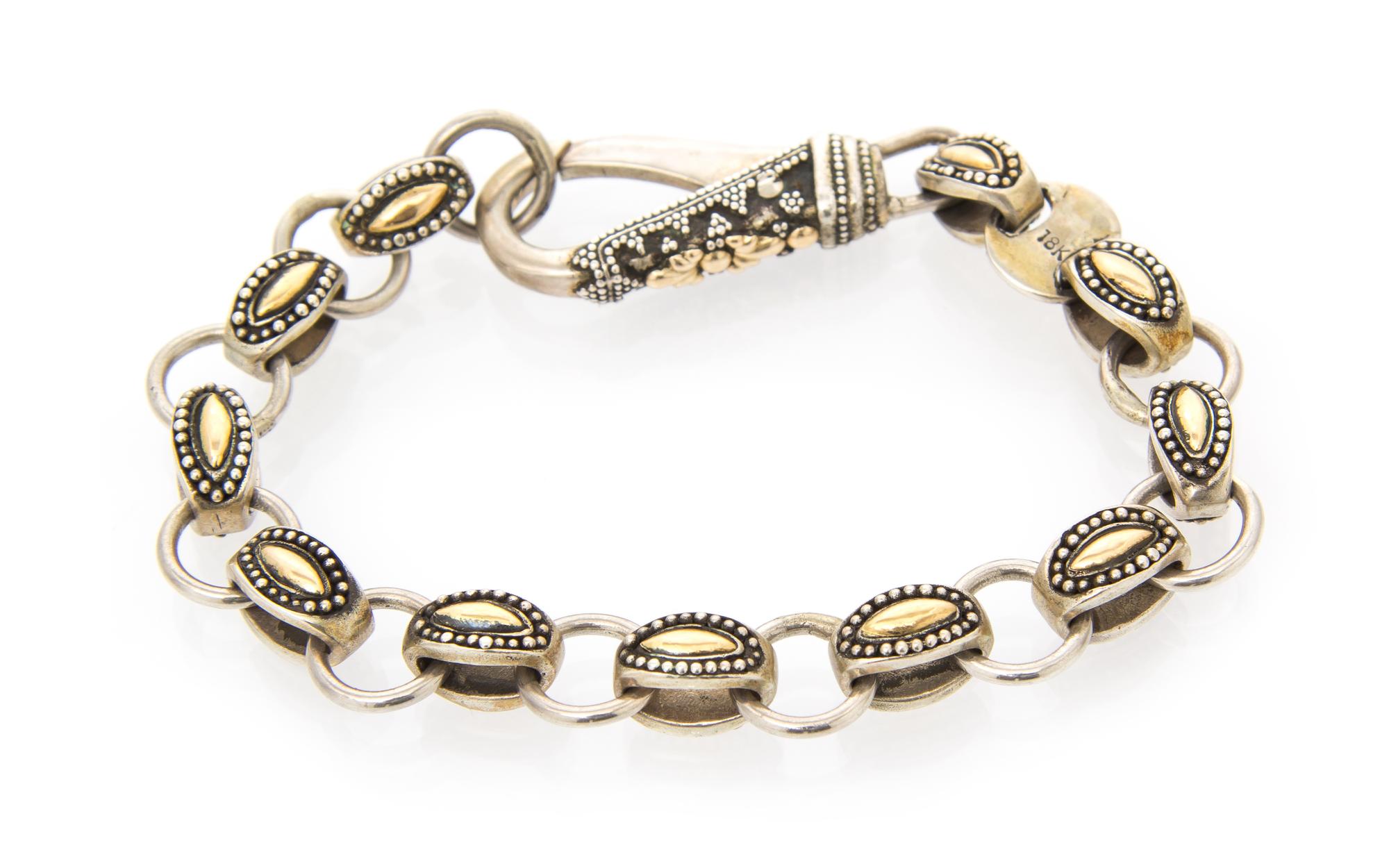 A Collection of Sterling Silver and 18 Karat Yellow Gold Jewelry, John Hardy, 22.80 dwts.