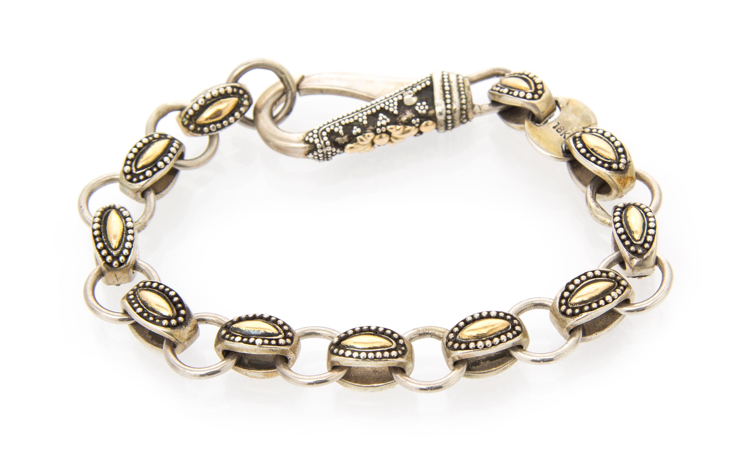 A Collection of Sterling Silver and 18 Karat Yellow Gold Jewelry, John Hardy, 22.80 dwts.