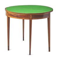 A George III Inlaid Mahogany Demilune Card Table