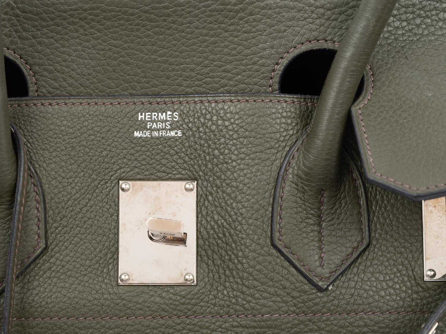 Hermès Vert Olive Taurillon Clemence Sac A Main Shoulder Birkin Bag, 2005