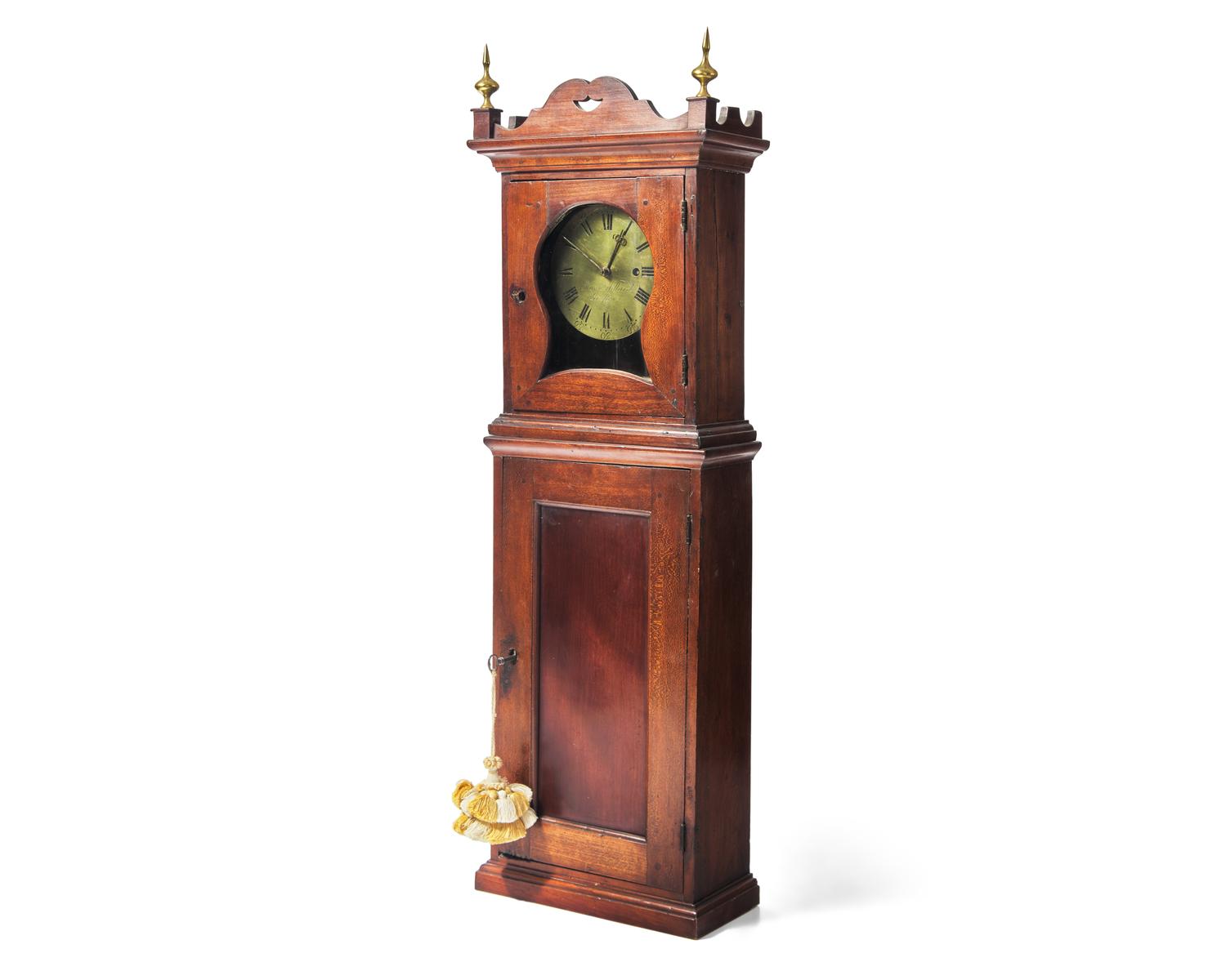 A Federal Brass Dial Cherrywood Shelf Clock
