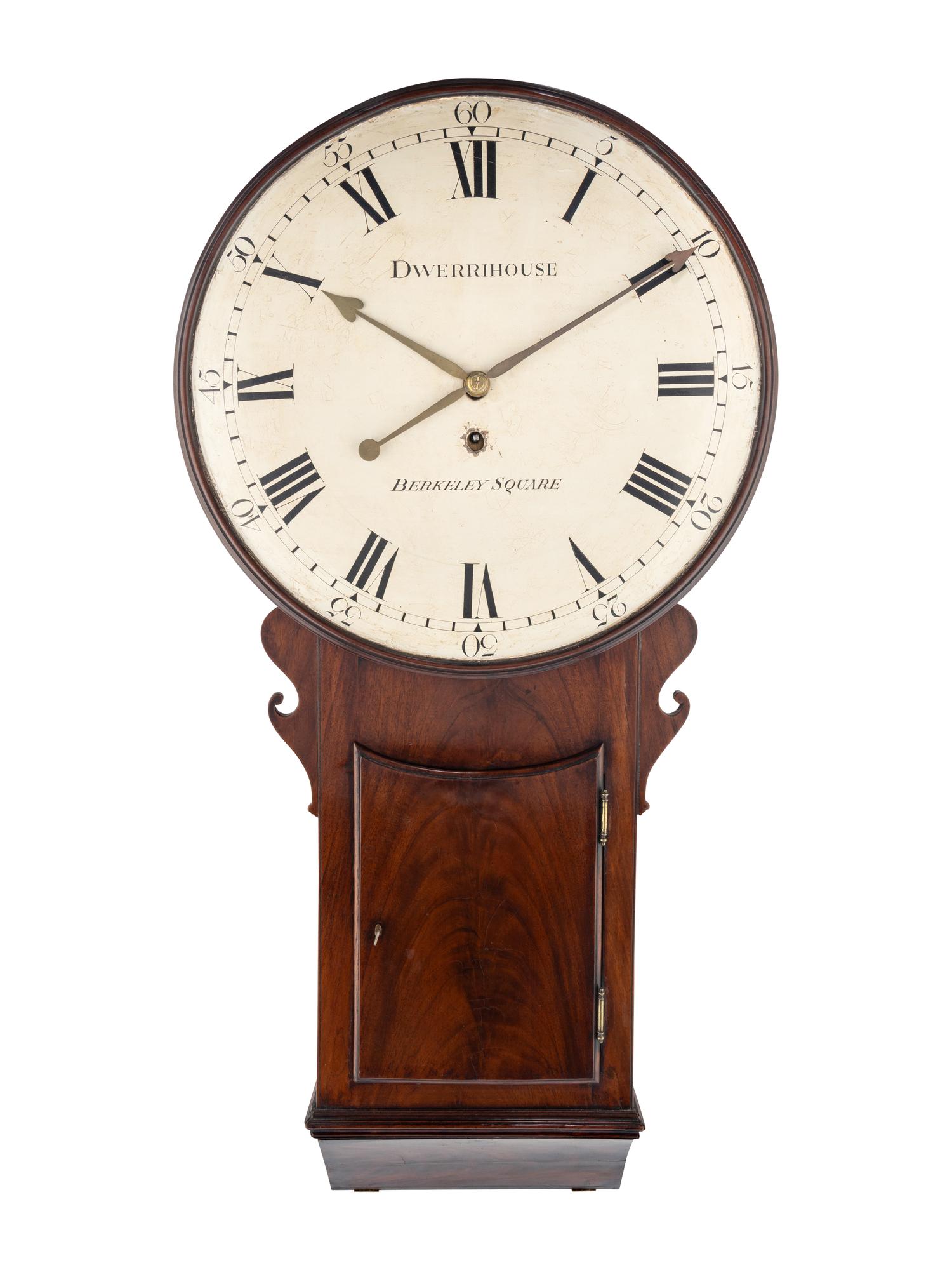 A Regency Figured Mahogany Wall Clock