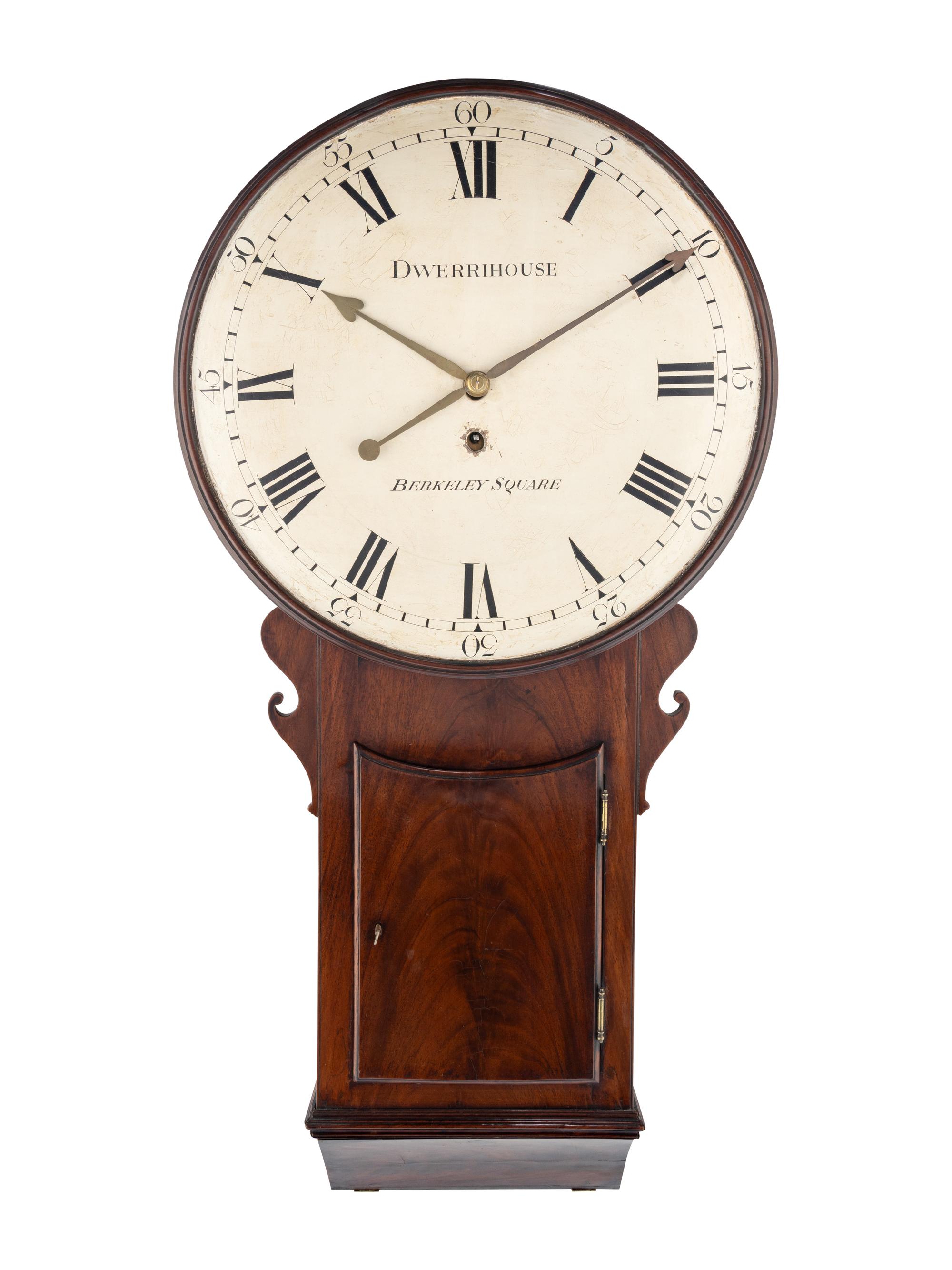 A Regency Figured Mahogany Wall Clock