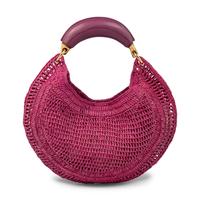 CHLOÉ, SUMMER BANANA HOBO BAG IN MAGENTA RAFFIA